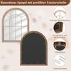 A collage of images showing a decorative arched mirror with a wooden frame and metal detailing, along with close-ups of its construction and mounting hardware. Náhľad obrázku produktu