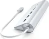 A silver Satechi USB-C hub with multiple ports and cables is shown against a white background. Náhled obrázku produktu