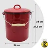 Mülleimer M10R mit Deckel emailliert, rot, 10 Liter Produktbild-Vorschau 2