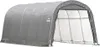 A gray arched tent garage with the front open, showing the white interior and metal frame. Produktbild-Vorschau