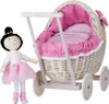 Lili Puppenwagen aus Weide mit Besatz in Pink 48X28 H26/47 Produktbild-Vorschau 2
