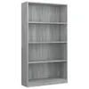 vidaXL Bücherregal 4 Fächer Grau Sonoma 80x24x142 cm Produktbild-Vorschau 1