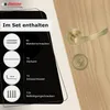 A product image showing a door handle set and a list of included items. Produktbild-Vorschau