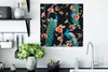 MuchoWow® Poster Muster - Pfau - Blüte - Schwarz 50x50 cm - Produktbild-Vorschau 3