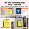 A collage showing four different room settings (bedroom, living room, study room, entryway) where a jersey display case is showcased. Produktbild-Vorschau