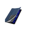 A blue tablet case is shown on a white background, partially open to reveal the tablet screen. Produktbild-Vorschau
