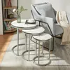 Set de 3 tables 'Bornholm' en marbre, blanc Voir les images du produit 5