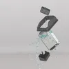 Exploded view of a cat litter box with water splashing. Produktbild-Vorschau