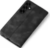 A black flip case for a smartphone is shown on a white background. Produktbild-Vorschau