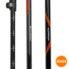 Three trekking poles are shown against a white background. The poles are black with orange accents and have measurement markings and brand names printed on them. Náhled obrázku produktu