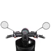 Close-up view of the handlebars and dashboard of a red electric scooter. Produktbild-Vorschau