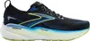 A side view of a black Brooks Glycerin GTS 22 men's running shoe with blue and yellow accents. Produktbild-Vorschau