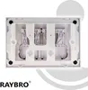 The back of a white toilet flush plate mechanism. Produktbild-Vorschau