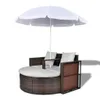 vidaXL Gartenbett mit Sonnenschirm Braun Poly Rattan Produktbild-Vorschau 10
