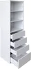 A white, open-fronted cabinet with three shelves and four drawers. Produktbild-Vorschau