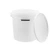 A white plastic bucket with a metal handle and a detached lid, shown against a white background. Voir les images du produit