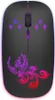 A top-down view of a wireless computer mouse with a phoenix design and glowing lights. Produktbild-Vorschau