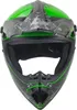 A front view of a green and black motocross helmet. Anteprima dell’immagine prodotto