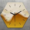 Uhr hexagonal 40 cm Glas Geräuschlos schwarze Zeiger - Produktbild-Vorschau 1