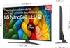 A front and side view of an LG NanoCell LED TV with dimensions and feature callouts. Voir les images du produit