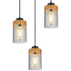 Globo Lighting závesné svietidlo kov čierny matný, drevo Náhľad obrázku produktu 3