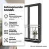 90x184CM Geländer für französischen Balkon aus Edelstahl Produktbild-Vorschau 11