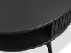 A close-up view of a black coffee table, showing its textured surface and slatted side detail. Produktbild-Vorschau