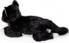 A black and white plush cat lying down, viewed from the side. Náhľad obrázku produktu