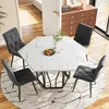 A dining set with a hexagonal table and four chairs in a room with wooden floors and a dresser in the background. Náhled obrázku produktu
