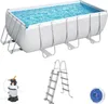 A rectangular above-ground swimming pool with accessories. Produktbild-Vorschau