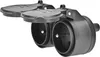 A black double electrical socket with two open protective covers. Anteprima dell’immagine prodotto