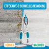 A split image showing a dirty floor on the left and a clean floor on the right, with two steam mops in the center. Text overlays indicate 'Vorher' (Before) and 'Nachher' (After), and a banner at the top reads 'Effektive & Schnelle Reinigung' (Effective & F Produktbild-Vorschau
