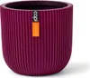 A purple ribbed planter pot with a label. Podgląd zdjęcia produktu