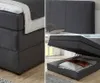 A collage of images showing different views of a boxspring bed with storage. Produktbild-Vorschau