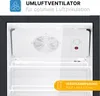 Close-up view inside a refrigerator, showing the ventilation system and control panel. Produktbild-Vorschau