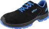 A single black safety shoe with blue laces and sole, against a white background. Produktbild-Vorschau