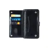 An open black wallet case with credit cards inside, shown against a white background. Produktbild-Vorschau