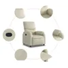 A cream-colored recliner chair shown from multiple angles. Voir les images du produit