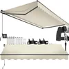 A cream-colored retractable awning with black metal framing and mounting hardware is displayed against a white background. Náhled obrázku produktu