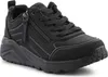 A black Skechers sports shoe is shown from the side against a white background. Voir les images du produit