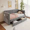 Letto imbottito 90x190 cm grigio, rivestito in velluto, con Anteprima dell’immagine prodotto 6