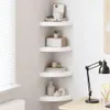 vidaXL Plovoucí rohové police 4 ks. MDF 25x25x3,8 cm, bílá, Náhled obrázku produktu 2
