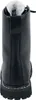 The back view of a black leather boot with white stitching and a white fuzzy lining. Anteprima dell’immagine prodotto