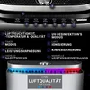 Nahaufnahme des Bedienfelds des Unold Luftreiniger + Luftbefeuchter OMEGA mit deutsch beschrifteten, Produktbild-Vorschau