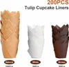 200pcs Tulpe Cupcake Liners, Premium Muffin Liners Halter Produktbild-Vorschau 3