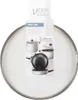 A product shot of a glass pot lid with a metal rim, presented in its retail packaging. Produktbild-Vorschau