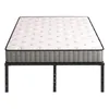 A mattress on a black metal bed frame, shown from a front-facing angle against a white background. Náhled obrázku produktu