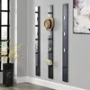 A hallway with a window, a plant in a pot, and three wall-mounted coat racks. One coat rack has a hat and a purse hanging on it. Voir les images du produit