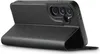 A black flip case for a smartphone, shown from a side-angle with the front cover open. Produktbild-Vorschau