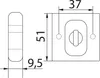 Technical drawing with dimensions of a toilet plate. Produktbild-Vorschau
